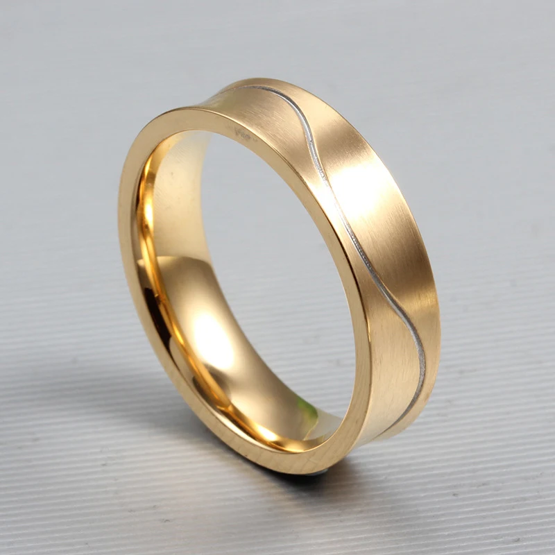 Unique Alliance Anel Ouro Titanium Promise Wedding Band Couple Rings Pair Set for men and women Gold Color Anillos VR325