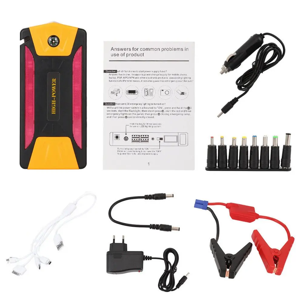 

Portable 82500mAh Large Capacity Auto Engine Car Jump Starter Emergency Charger Booster Power Bank Battery Set EU Plug
