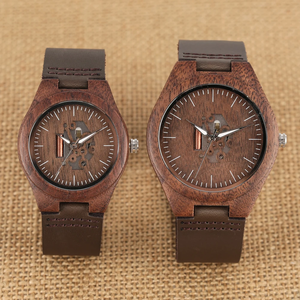 BEST QUALITY  Wooden Quartz Watch Handmade Walnut Wristwatch Ultra Light Premium Coffee Leather Band Antique Time