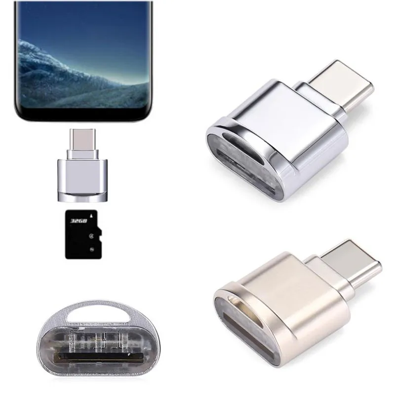 

DOITOP Mini Zinc Alloy Fast Data Transfer Type C OTG Mini Card Reader For All Device With OTG Function Support TF Micro SD Card