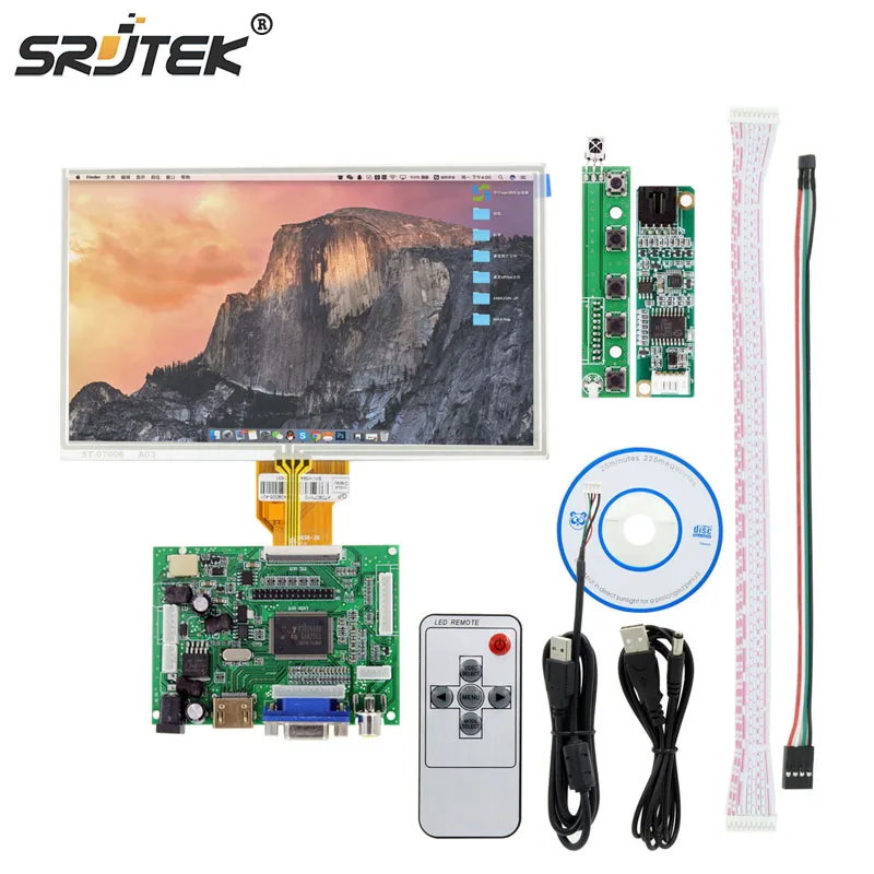 7 inch For Raspberry Pi LCD Display TFT Monitor AT070TN90 With Touch Screen Kit HDMI VGA Input Driver Board 800*480 raspberry pi 7 inch lcd kit hdmi vga 2av hd lcd kit for car lcd screen vga head driven plate key remote control wiring
