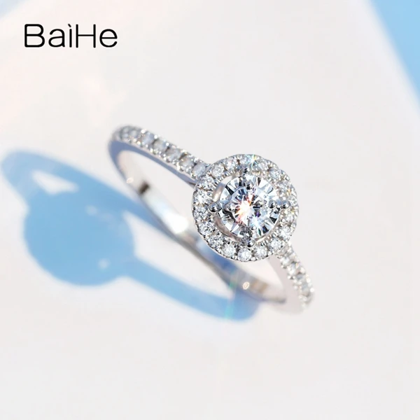 BAIHE, 14 к, белое золото, всего 0.33ct, сертифицировано H/SI, натуральные бриллианты, обручальное кольцо для женщин, модное Ювелирное кольцо