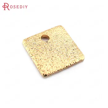 

(33638-G)40PCS 8MM thickness 0.7MM 24K Gold Color Brass Frosted Square Charms Jewelry Making Supplies Diy Findings Accessories