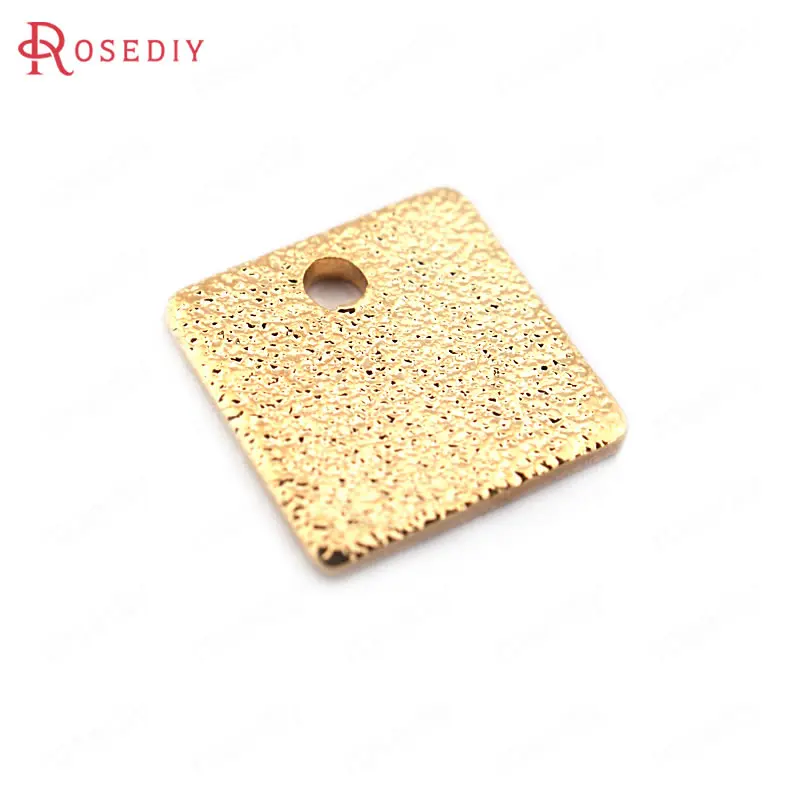 

(33638-G)40PCS 8MM thickness 0.7MM 24K Gold Color Brass Frosted Square Charms Jewelry Making Supplies Diy Findings Accessories