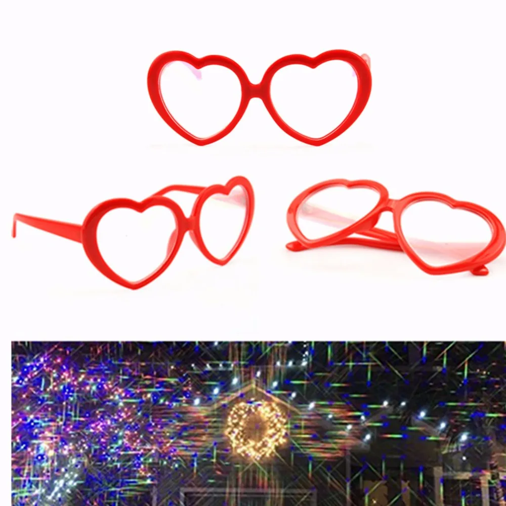 

10pcs 3D Rave Prism Glasses Ideal Gift Red Heart Frame 13500 Per Inch Light Grating Diffraction Fireworks Glasses Plastic