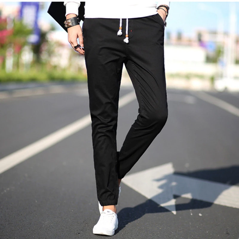 

2019 Casual Men Pants Autumn Cool Design Slim Fit Solid Army Military Tracksuits Elastic Waist Cotton Quality Jogger Men M-5XL