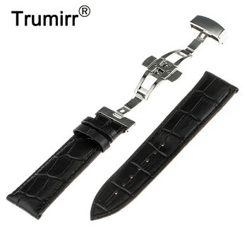 

22mm Genuine Leather Watch Band Butterfly Clasp for Moto 360 2 Gen 46mm Samsung Gear 2 R380 Neo R381 Live R382 Strap Bracelet