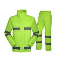 Hi Viz Yellow Raincoat Reflective Strips