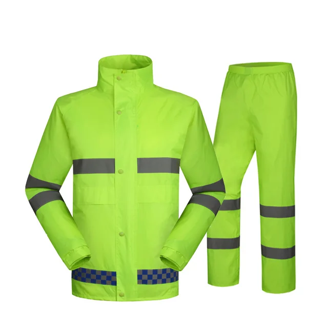 Hi Viz Yellow Raincoat Reflective Strips