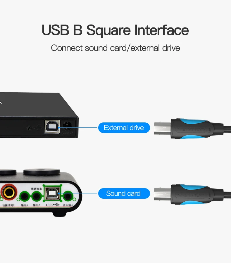 Vention USB 2,0 кабель для принтера type A-B кабель для печати «Папа-папа» кабель для синхронизации данных Шнур для зарядки 1 М 1,5 м 2 м 3 м для камеры Epson hp USB