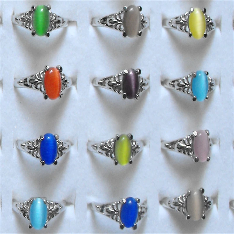 Wholesale Mix lot 15pcs Cat Eye Stone Ring Fashion Charming Wedding ...