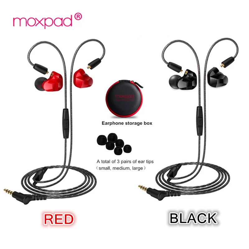 Moxpad X9 3.5mm In ear Headset Dual Dynamic Driver Music Hifi Bass Headphones Sport Earphones with Mic For Smart Phones PK SE215 |