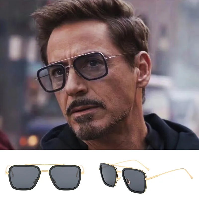 

Men Vintage Steampunk Sunglasses Brand Designer Tony Stark Iron Man Goggles Retro Windproof Steam Punk Sun Glasses UV400 edith