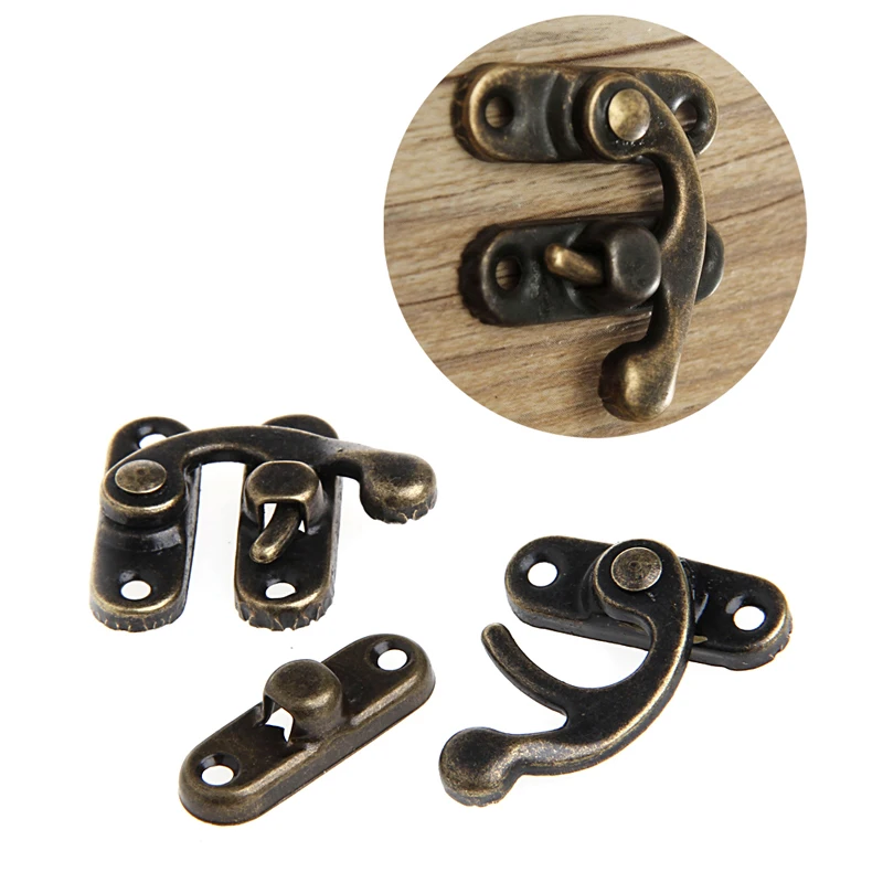 

12X Antique Decorative Jewelry Gift Wine Wooden Box Hasp Latch Hook + Screws Hot