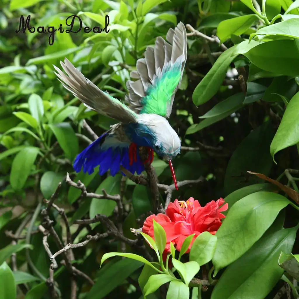 Artificial Feathered Flying Hummingbird Shelf Display Birds Figurines Ornament Crafting Home Decor Supplies 