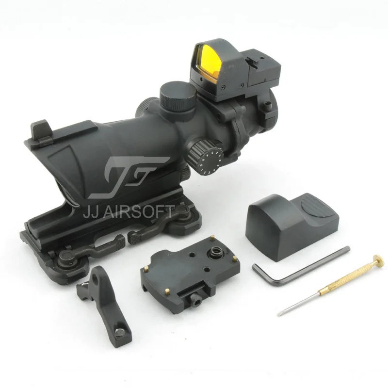 JJ страйкбол ACOG Стиль 4x32 область полное освещение w QD крепление и мини красная