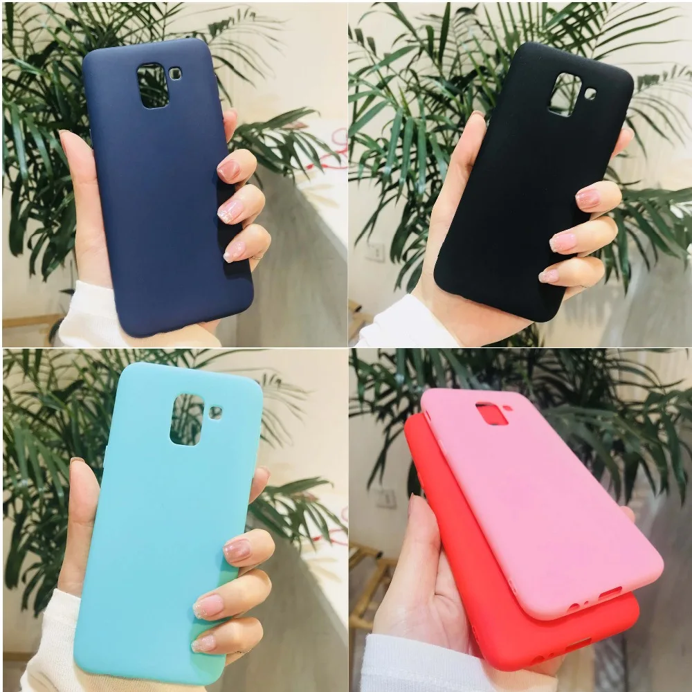 

Candy Case For Smartphone Samsung Galaxy A8 SM-A530 A8+ Plus A730F-DS mobile phone 2018 Silicone color Matte shell Cover