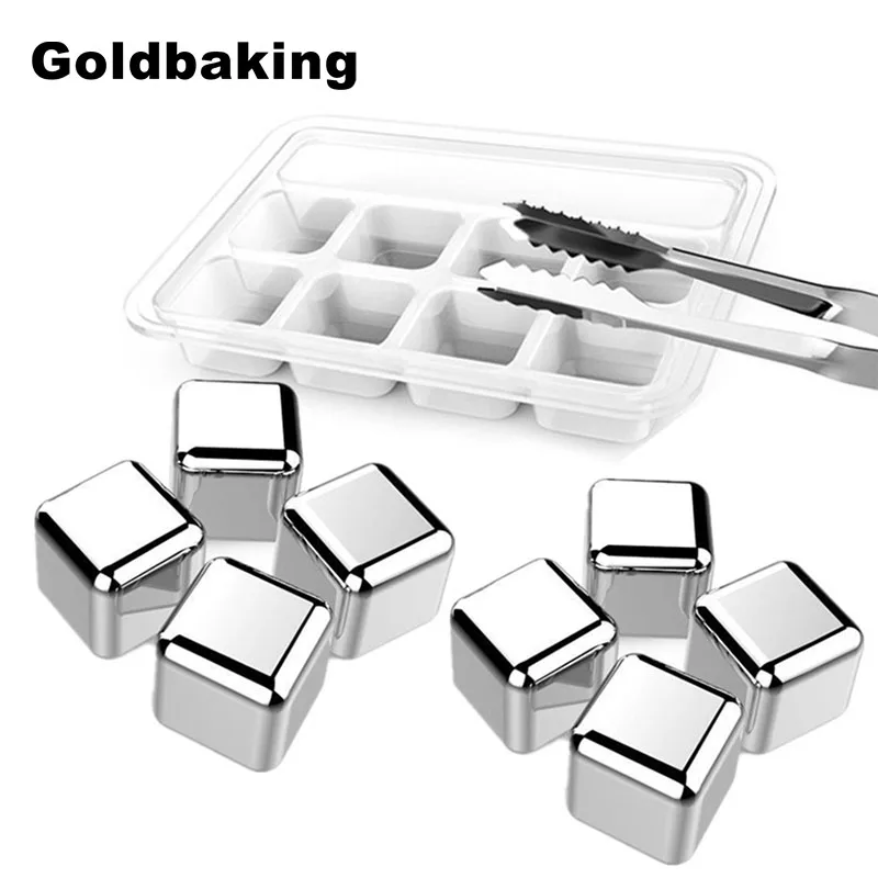 

Chilling Rocks Stainless Steel Ice Cubes Reusable Ice Cube for Cooling Wine Drinks Whiskey Stone Set