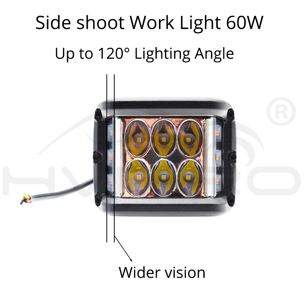 1 шт. двойной 4 дюйма 60 Вт куб боковой стрелок светодиодный светильник для работы стробоскоп вождения для внедорожника грузовика трактора внедорожника ATV 4WD лодки 4x4