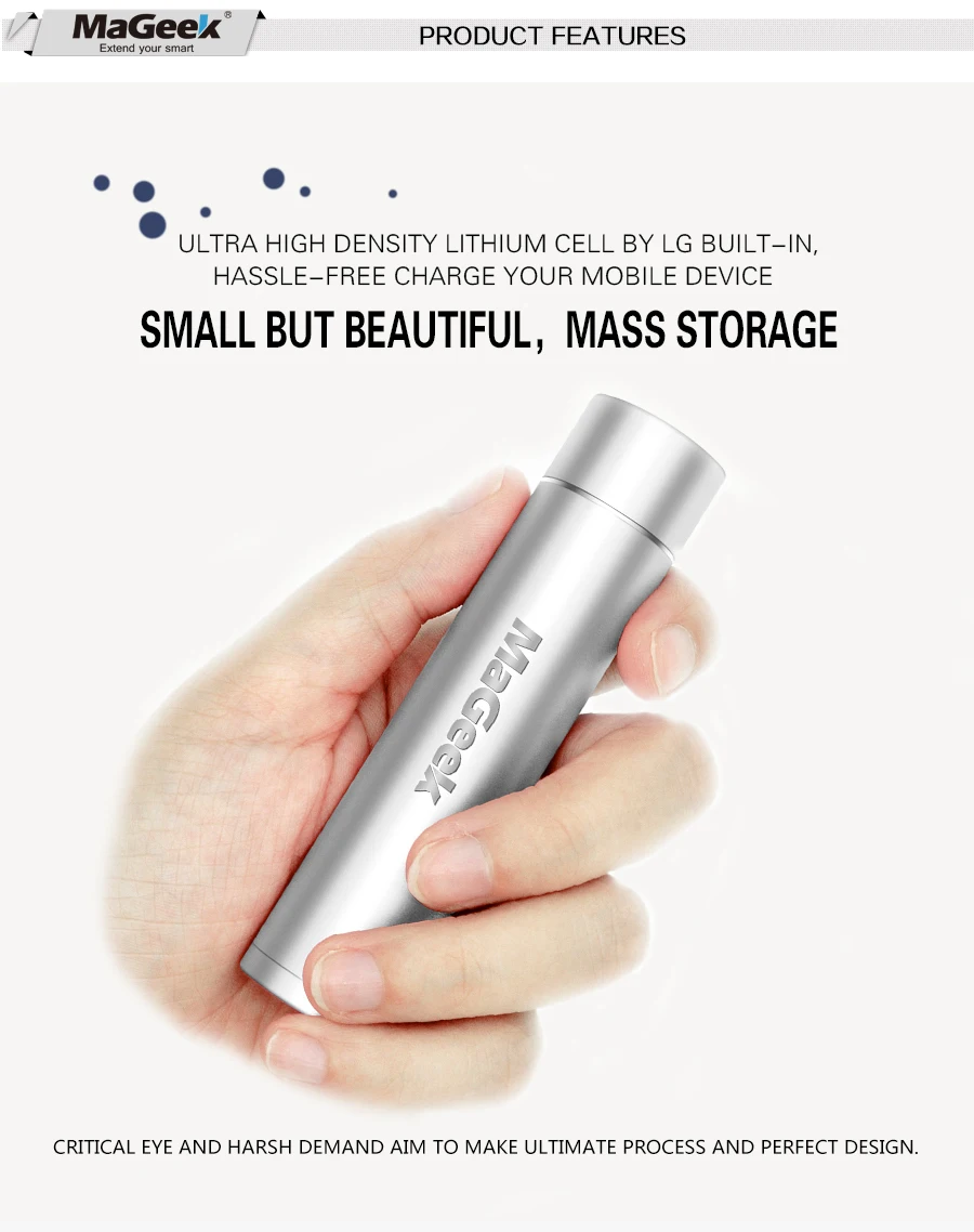 MaGeek 3350mAh Power Bank Portable Charger Backup Battery External Battery for iPhone iPad Xiaomi Samsung LG Android Phones