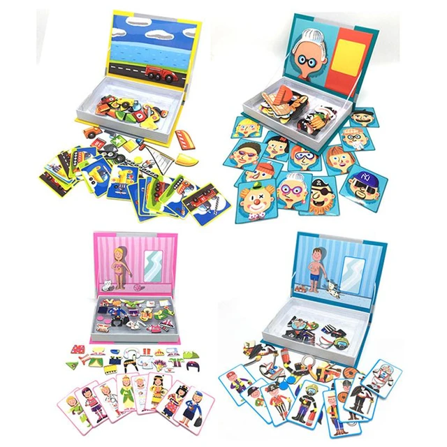 3D Dressup Magnetic Book For Kids Changeable Puzzle Magnet Book Child Early  Learning Educational Toys Little