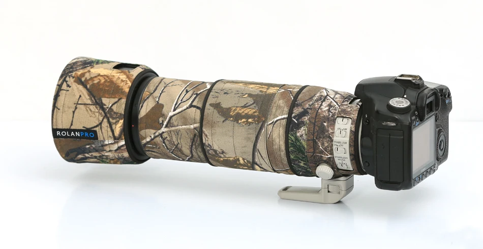 ROLANPRO lente camuflaje capa lluvia cubierta para Canon EF 100-400mm f4.5-5,6 L IS II USM lente funda protectora pistolas al aire libre - 3