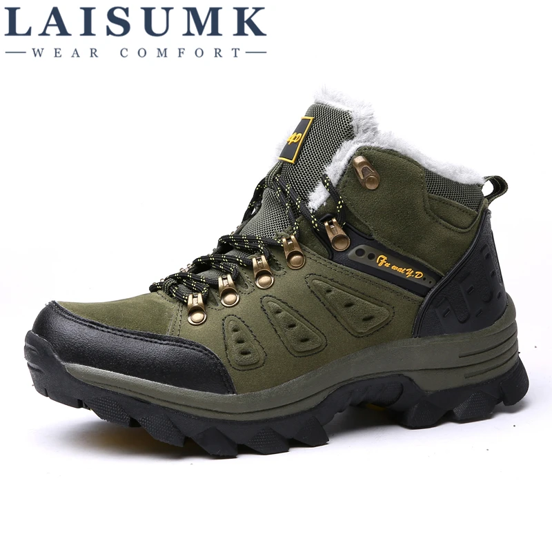 

LAISUMK Men Boots Anti-skidding Winter Shoes Men Plush Warm Winter Boots Men Plus Size 36-47 High Quality aX5
