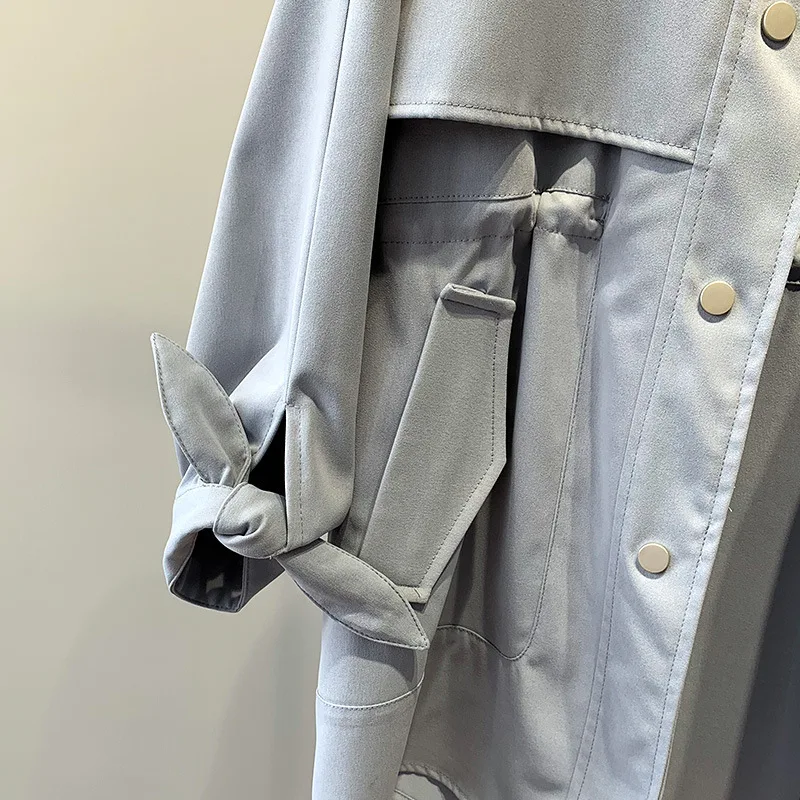 Fashion Trench Coat Female Autumn Windbreaker Drawstring Casual Loose Safari Clothes Stand Collar 2020 Spring Women Short Trench