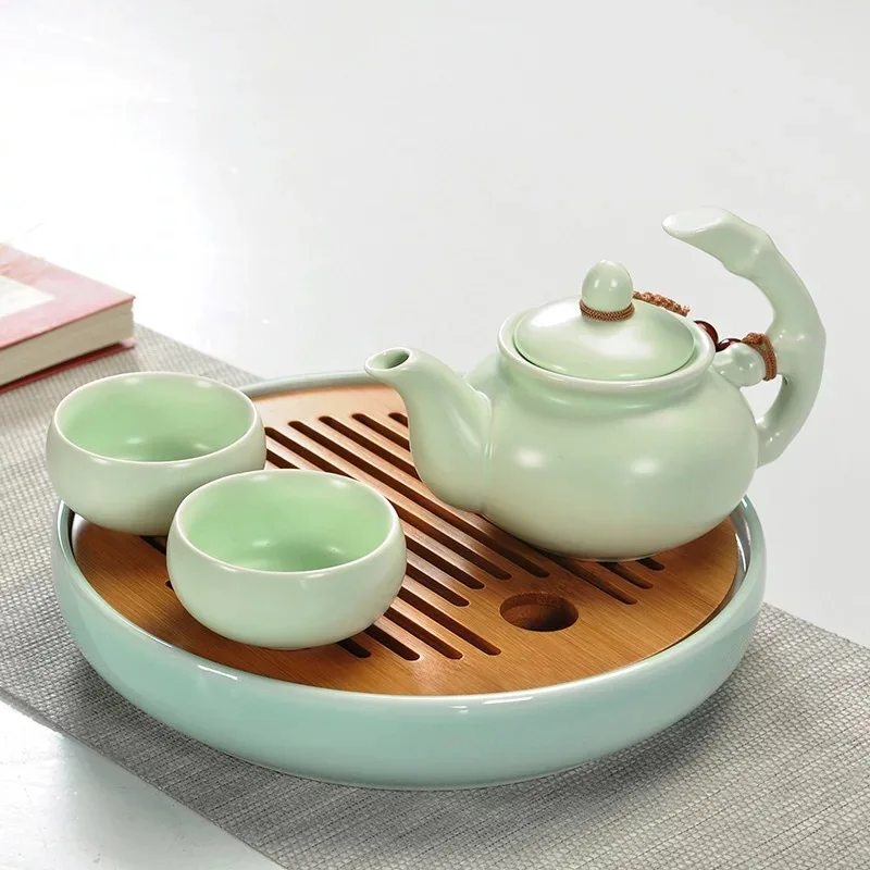 

Ceramic Bamboo Tea Trays Kung Fu Tea Accessories Tray Table Chinese Tea Serving Tray Set Teaware Ceremony Tools