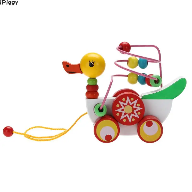 IPiggy утенок на колесах игрушка деревянная детская игрушка Дети Ранние обучающие игрушки для детей деревянные игрушки подарки для 9 months to 3