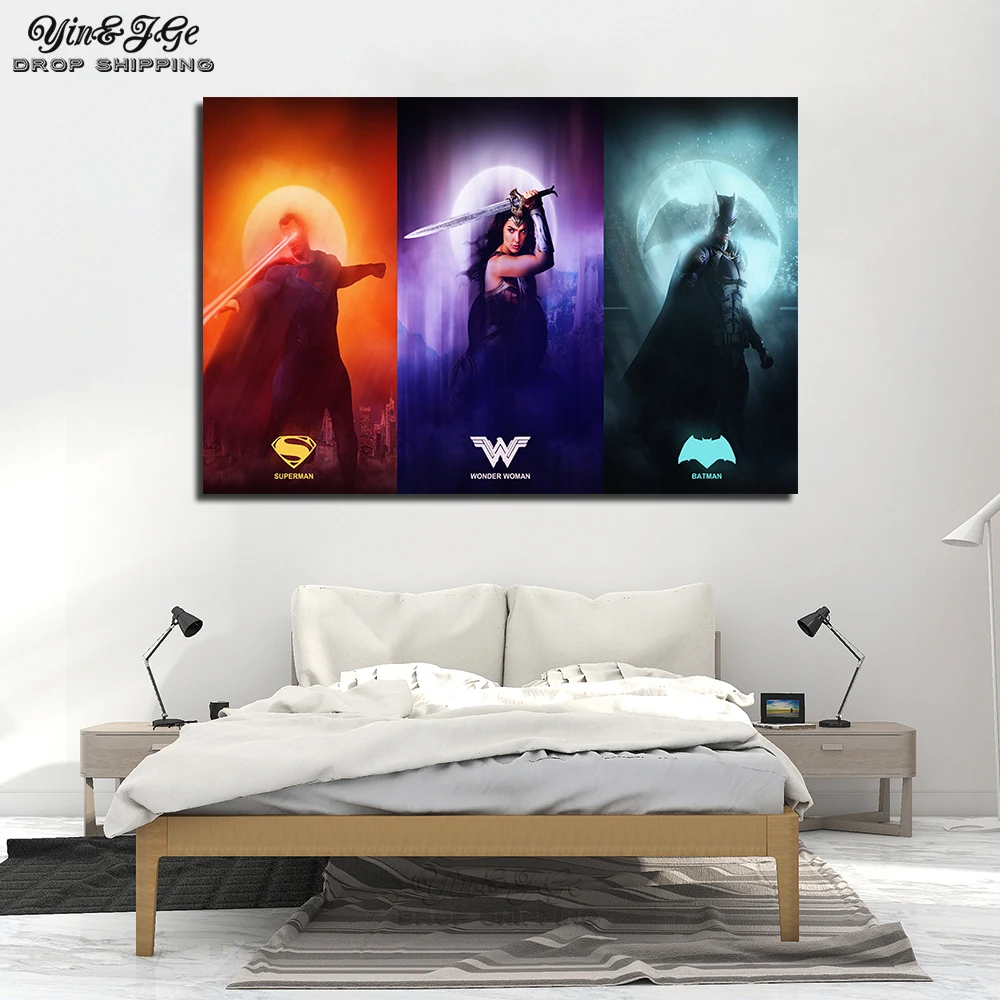 

Justice League Heroes Wall Prints Poster DC Comics Canvas Wall Art Picture The Flash Aquaman Superman Wonder Woman Batman Cyborg
