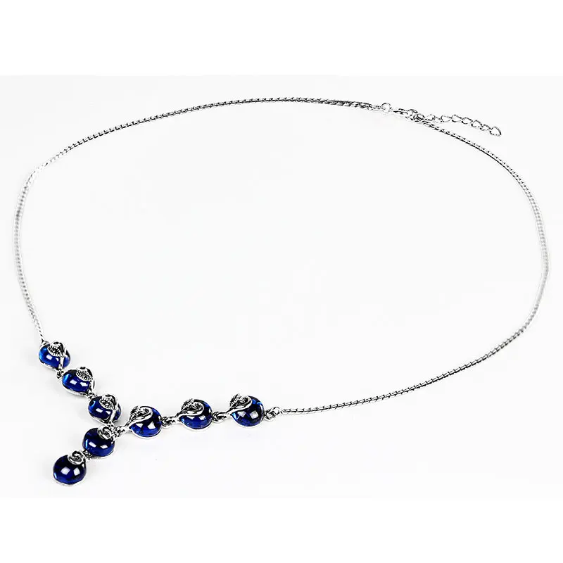 RADHORSE 925 Серебряный кулон ожерелья для Для женщин Fine Jewelry тайские серебряные Аквамарин кулон колье двухцветный свитер цепи
