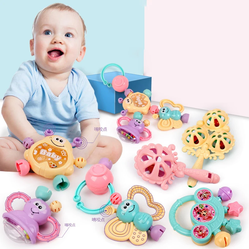 

Baby Toys 0-12 months Hand Bell Baby Rattles Teethers Combination Toys Set Early Educational Musical Hand Shaking Rattle Toy