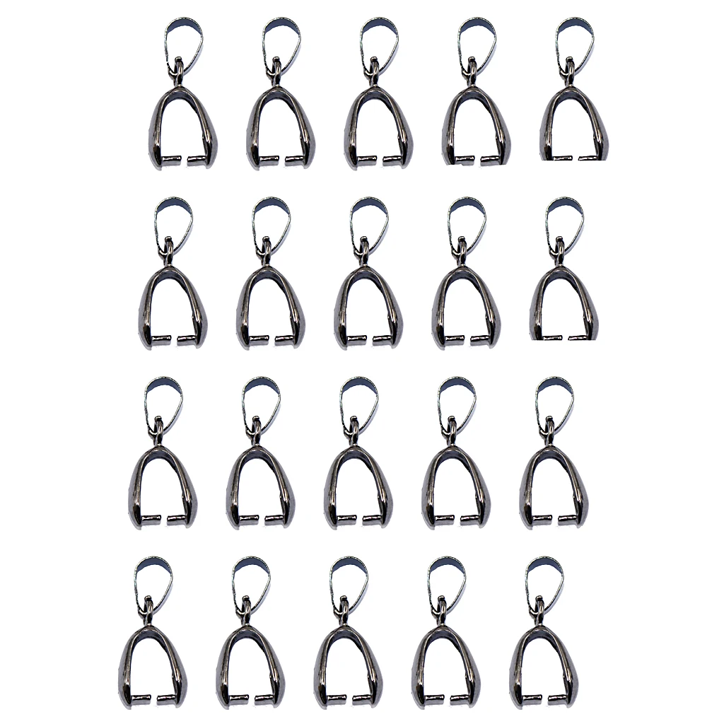 Packet Of 20 Hematite Black Brass Pendant Pinch Bails Jewelry Findings