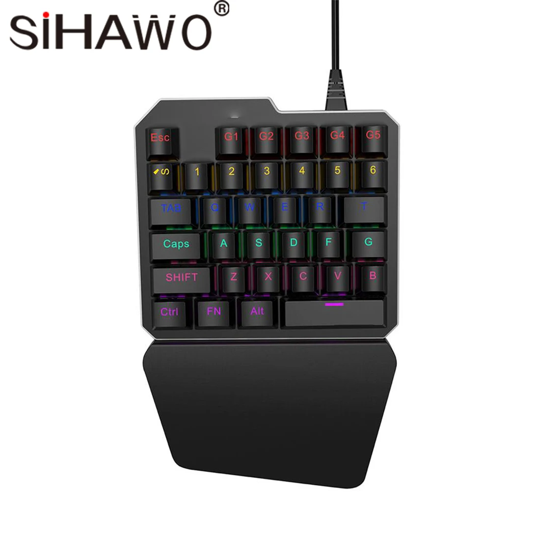 

Gaming Mechanical Keyboard One-Hand Keyboard English Blue Switch Mechanical Blue Metal Wired LED Backlit Anti-Ghosting for Gamer