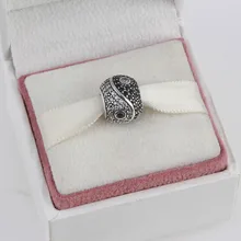 Zmzy 925 yin yang granos del rhinestone del agujero grande de cristal de plata esterlina encantos fit pandora pulsera collar de joyería de las mujeres