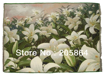 

Free shipping hot sells decorative fabric picture, a lot of lily wall tapestry