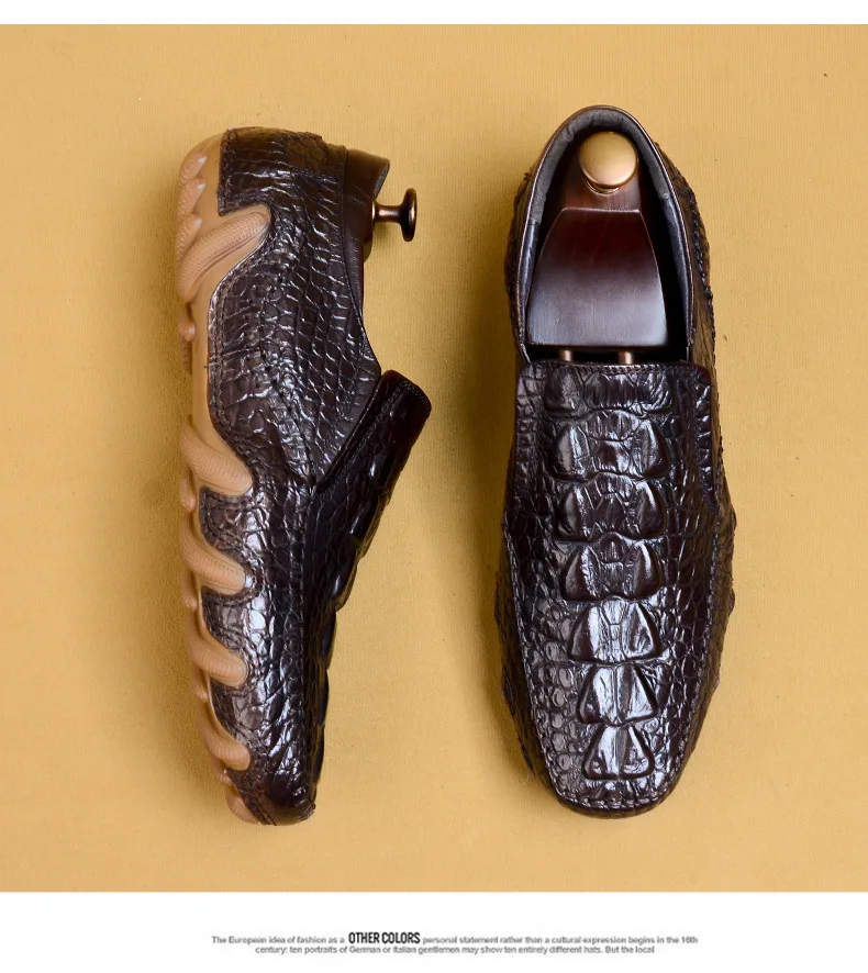 Мужская повседневная обувь из натуральной кожи; Дизайнерские мужские лоферы из крокодиловой кожи; мокасины; мужские кожаные повседневные Мокасины