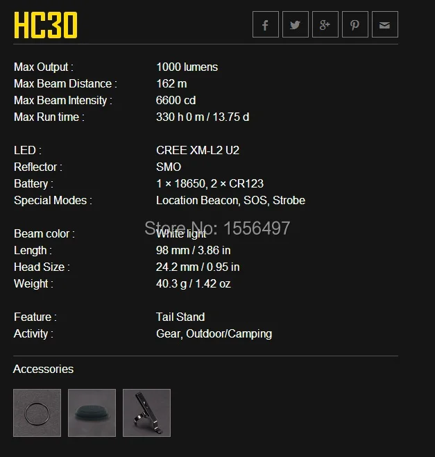 nitecore HC30 5