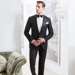 Широкий остроконечные нагрудные серый для мужчин костюмы свадебные Slim Fit Женихи костюм Блейзер жениха смокинг под заказ Homme Ternos 2 шт