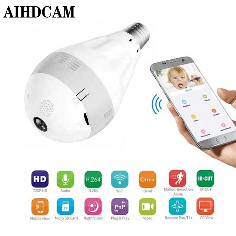

2019 Light Bulb wifi camera Security YOOSEE app wireless 360 Panoramic Fisheye Surveillance CCTV Motion Detection alarm