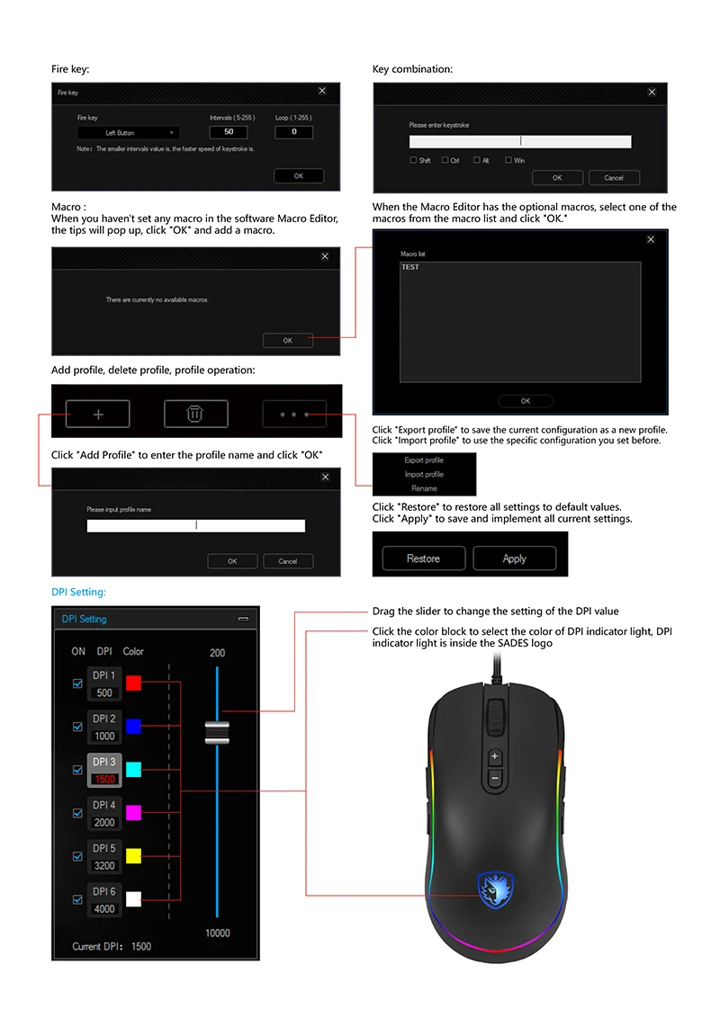 SADES S11 revoluer Мышь проводной 9 Кнопок оптико-электронный игровой Мышь для компьютера/ПК/ноутбук