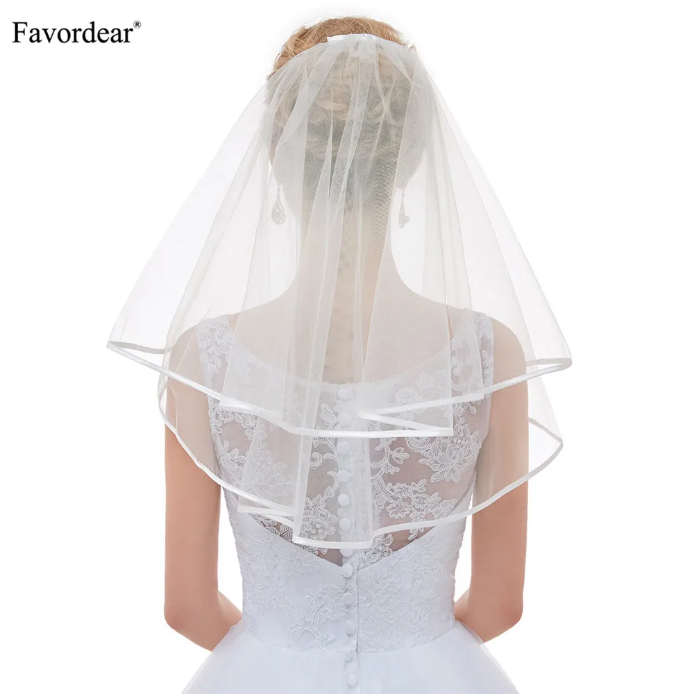 Favordear высокое качество Милая Короткая вуаль для коротких волос невесты