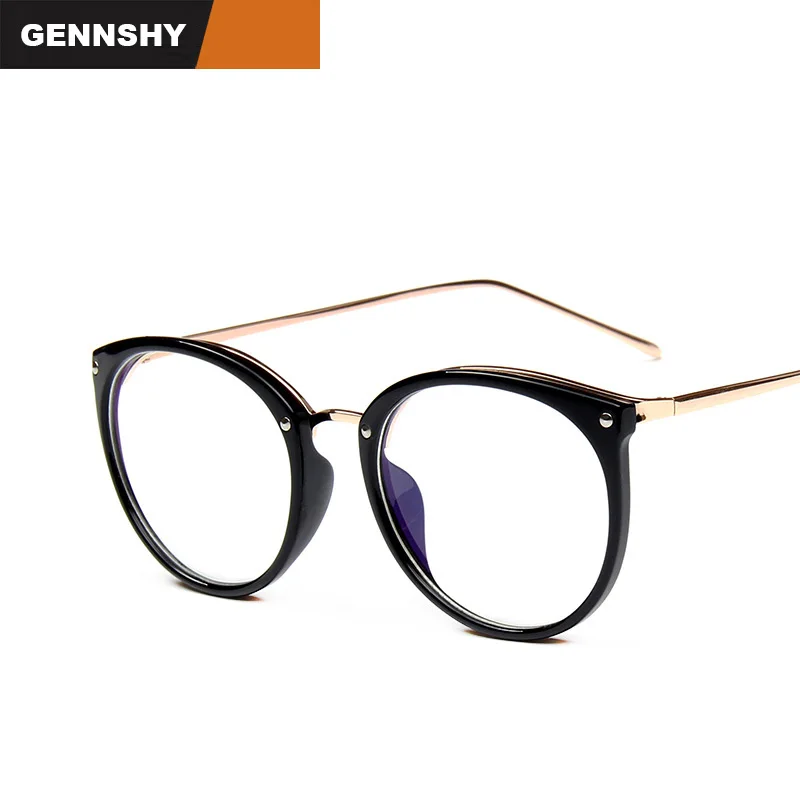

2017 Retro Round Optical Frame Women Men Brand Design Eyeglasses Lady Vintage Metal Black Flower Eyewear Tortoise Clear Lenses