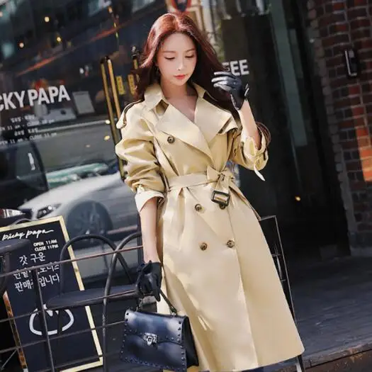 Для женщин хаки шикарная накидка-Тренч 2019 Новый Highstreet/спецодежды двубортный с