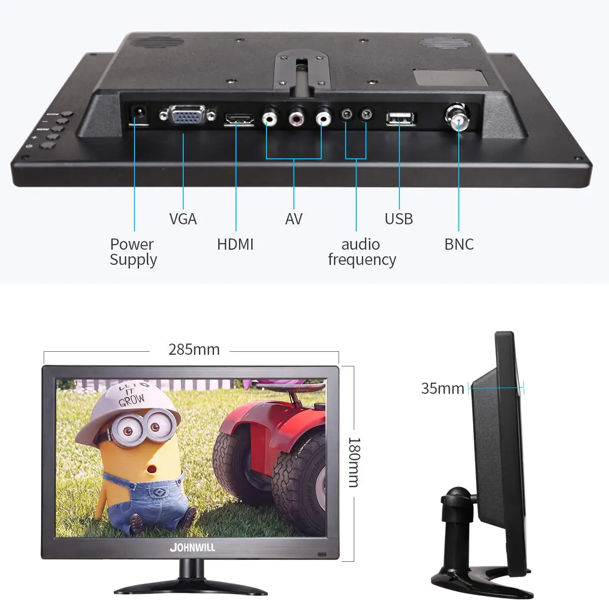 Monitor para Jogos Portátil de 12 dc para pc Monitor Pequeno Polegadas 1080p Hdmi Vga Usb Bnc av 12v Raspberry pi pc Ips 5 Computador e Escritório