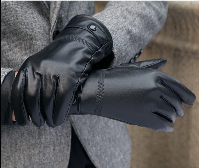 Harppihop меховые кожаные перчатки из натуральной кожи черные красные перчатки из бежевой кожи мужские кожаные зимние перчатки Брендовые мужские перчатки