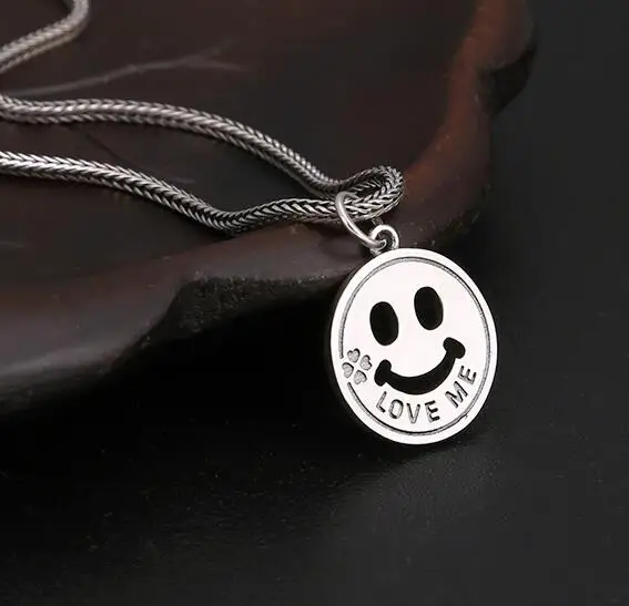 100 925 Silver Face Pendant Necklace Sterling Smiling Face Pendant