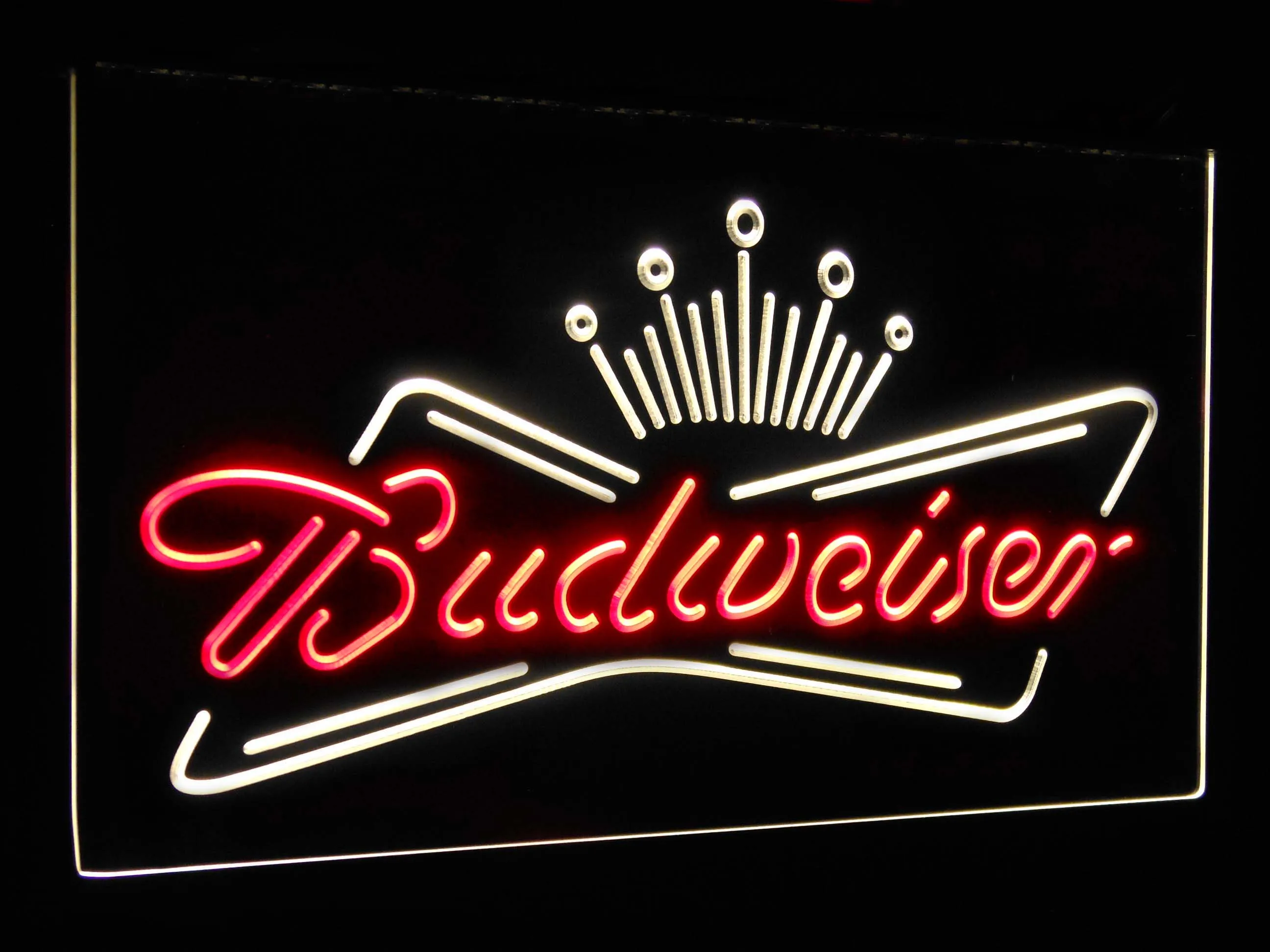 Budweiser King пивной бар украшения подарок двойной Цвет светодиодная неоновая вывеска для организаций и магазинов st6-a2005 - Цвет: Red and Yellow