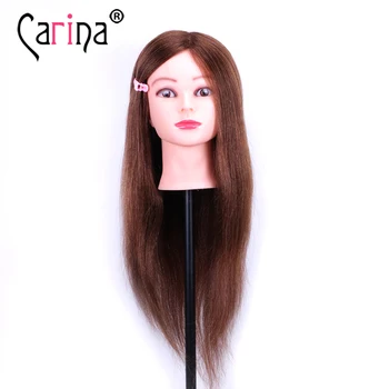 

60cm 100% Real Natural Human Hair Mannequin Head For Hairstyles Hairdressing Doll Heads With Long Hair Professional Styling Head